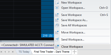 Close any open workspaces