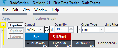 Click Auto Hide to minimize trade bar
