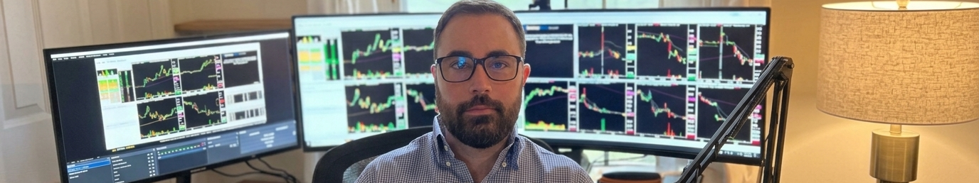 Justin at his trading desk