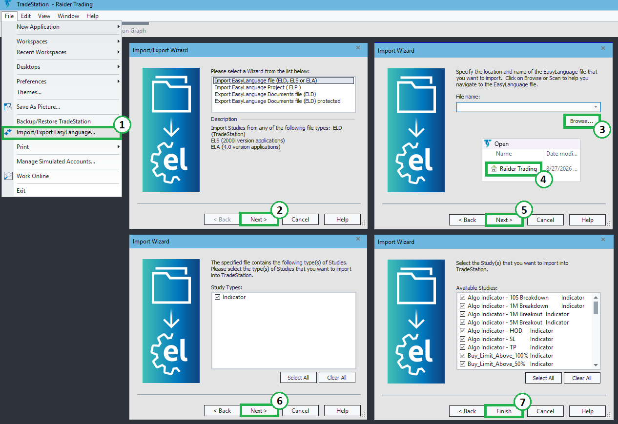 Import/Export EasyLanguage dialog