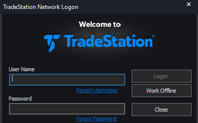 TradeStation login screen