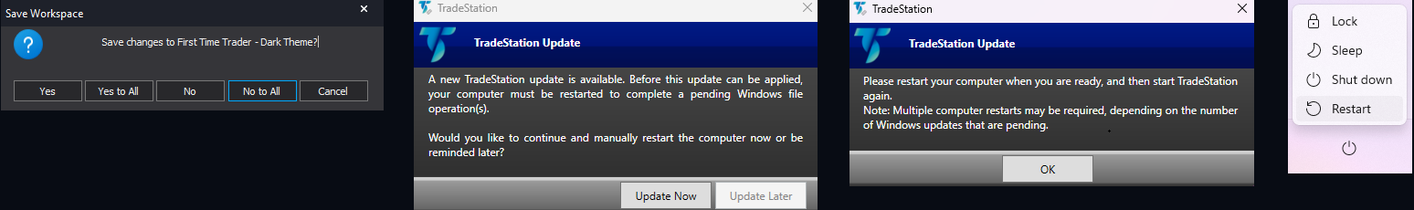Final TradeStation update and restart prompt