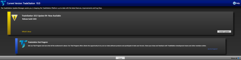 TradeStation Update Manager